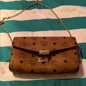 MCM Brown Crossbody Bag with Monogram Print